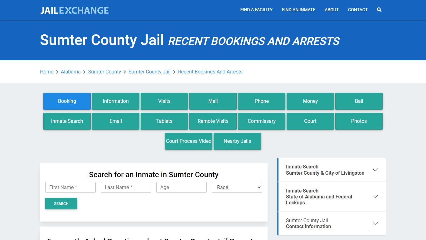 Sumter County Jail AL Recent Arrests and Bookings - Jail Exchange